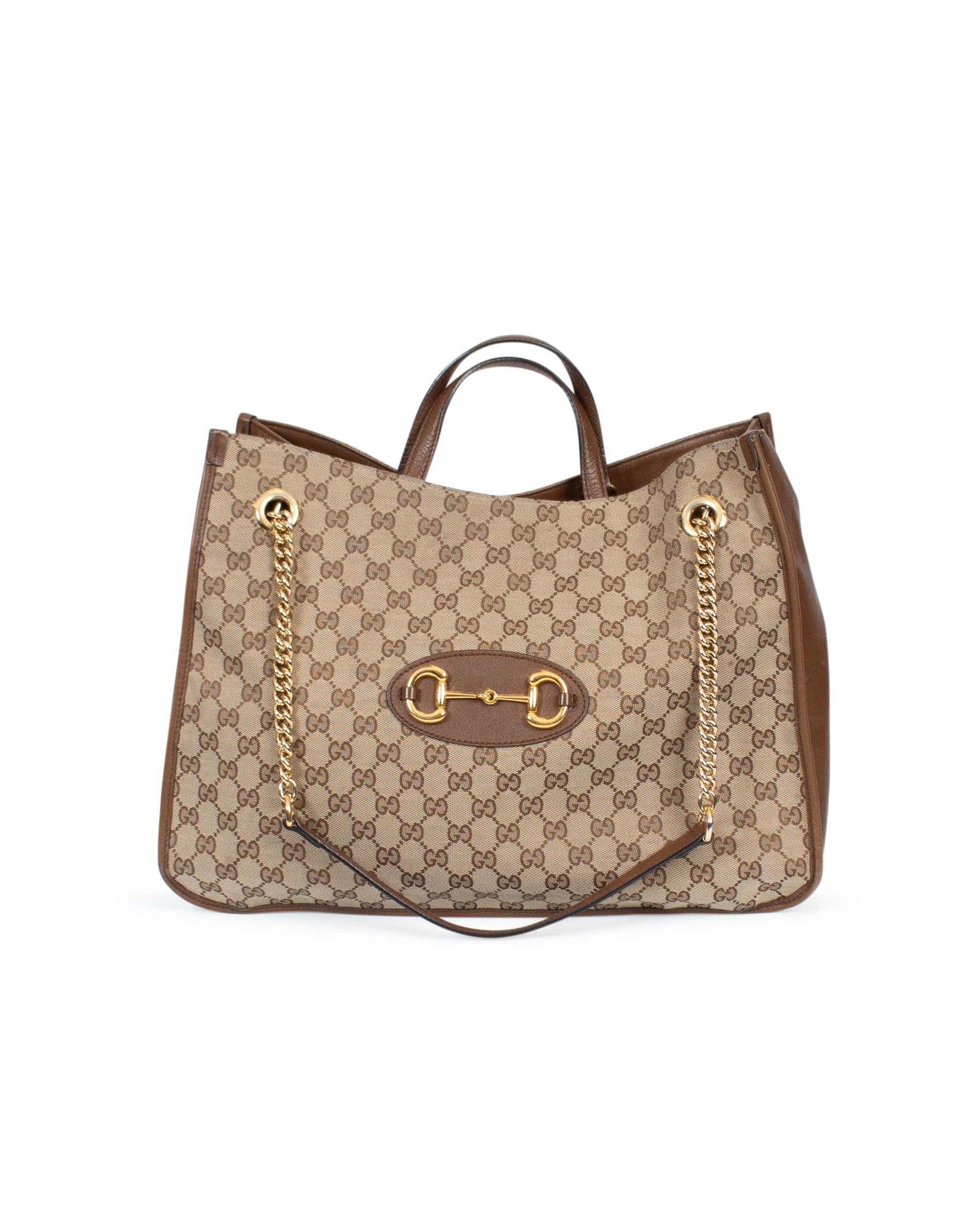 Neutral Horsebit 1955 small GG-canvas and leather bag