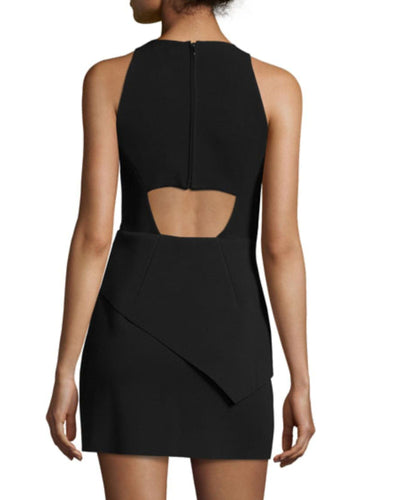 Halston Heritage Clothing XS | US 0 Halston Heritage Black Tank Dress with Asymmetrical Peplum