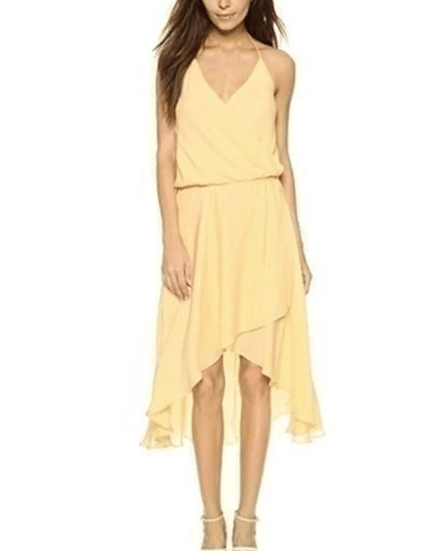 Haute Hippie Clothing Small Lemon Drop Yellow Wrap Dress