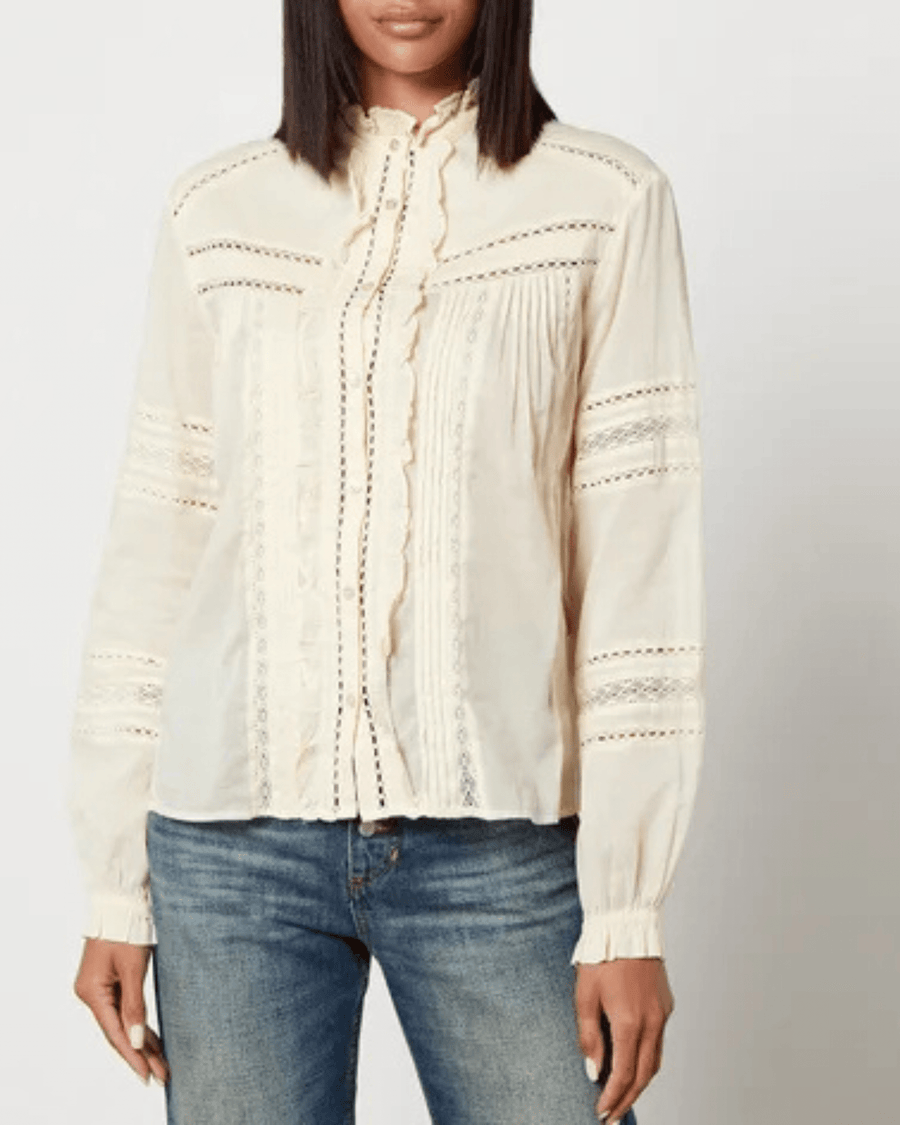 Isabel Marant Clothing Small | US 4 Metina Lace Trimmed Cotton Gauze Blouse