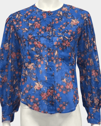 Isabel Marant Étoile Clothing Small Blue Cotton Button-Up Blouse