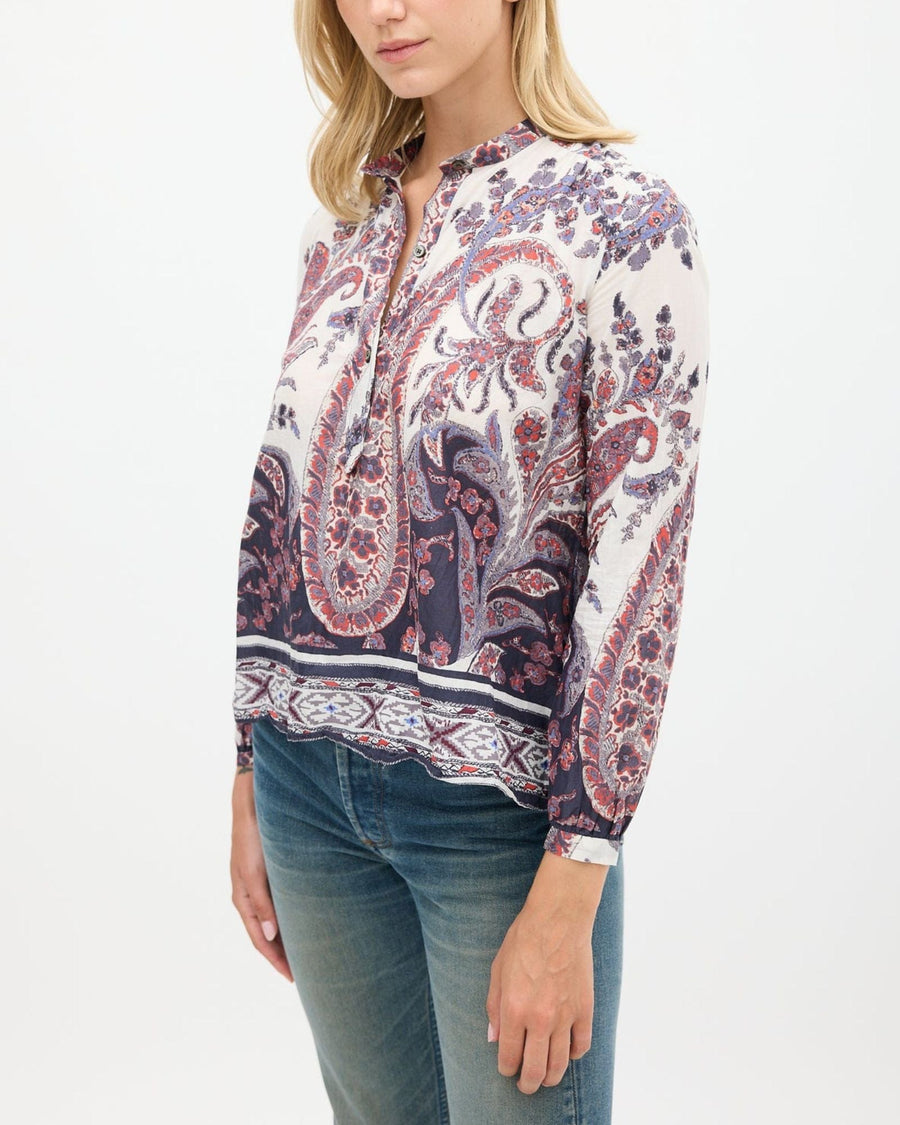 Isabel Marant Étoile Clothing Small Printed Half Button Down Shirt