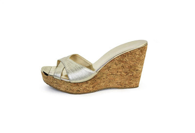 Jimmy Choo Shoes Medium | US 8.5 I IT 38.5 Gold-Toned Metallic Cork Wedges