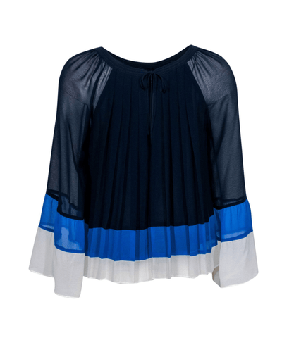 Joie Clothing Small Joie Blue Pleated Peasant Sheer Blouse