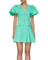 Jonathan Simkhai Clothing Medium Bessie Ruched Poplin Puff Sleeve Dress