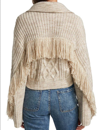 Jonathan Simkhai Clothing Medium "Kara Fringe Knit Polo" in "Tan Melange"