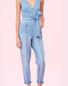 La Vie Rebecca Taylor Clothing Small Draped Denim Jumpsuit