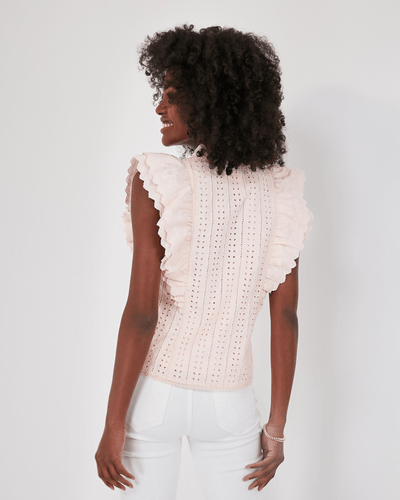 La Vie Rebecca Taylor Clothing XS Light Pink Eyelet Balliet Blouse