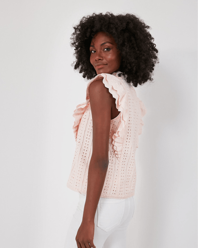 La Vie Rebecca Taylor Clothing XS Light Pink Eyelet Balliet Blouse