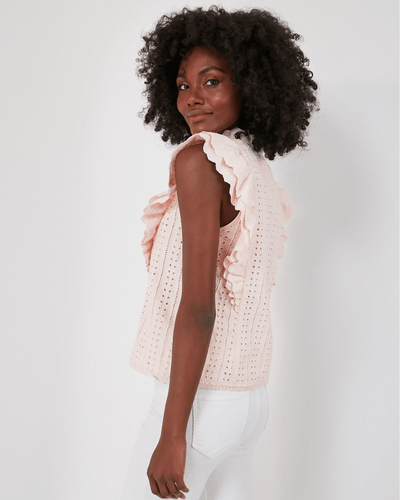 La Vie Rebecca Taylor Clothing XS Light Pink Eyelet Balliet Blouse