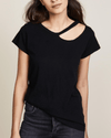 LNA Clothing XS Cotton Ripped Neck Tee In Black