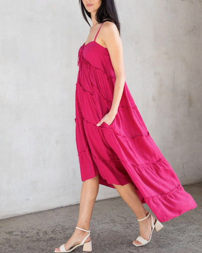 Love Stitch Clothing Small "Wavelength" Tiered Maxi Dress