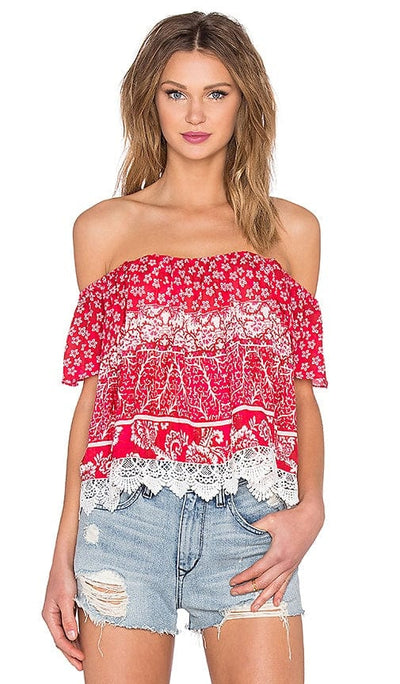 Lovers + Friends Clothing XS Lovers + Friends Life's a beach top in red scarf