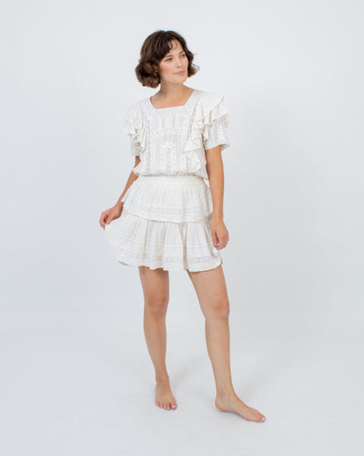 LoveShackFancy Clothing Large Embroidered Ruffle Dress