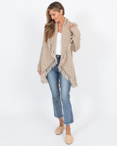 LoveShackFancy Clothing Small Fringe Knit Cardigan