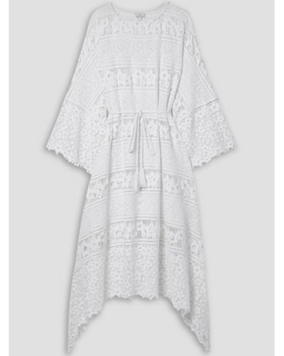 Miguelina Clothing Small White Raye Belted Corded Cotton-Lace Midi Dress