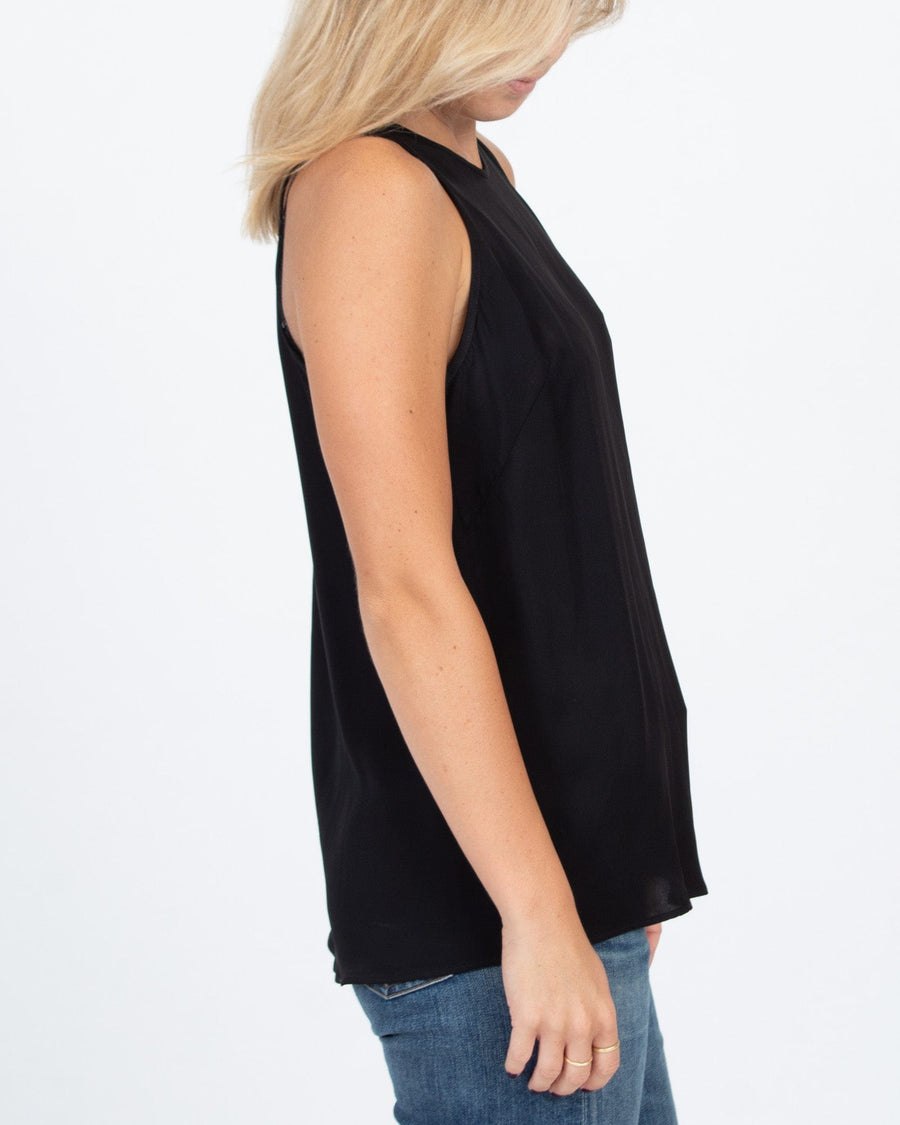 MILLY Clothing Small | US 4 Black Silk Blend Tank