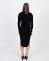 MONROW Clothing Small Black Ribbed Midi Dress