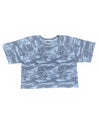 MONROW Clothing Small Cropped Raw Hem Camo Top