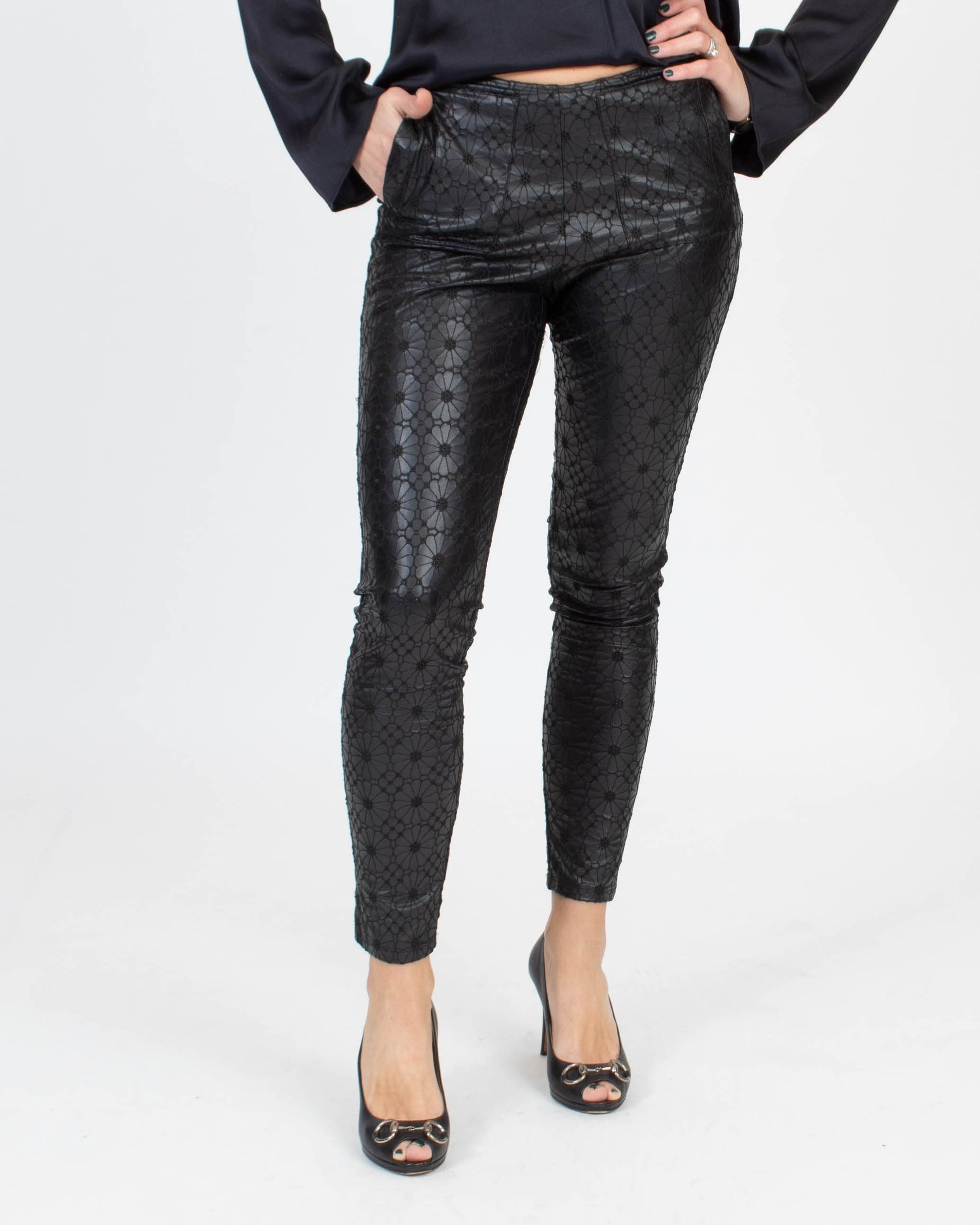 Rue Vegan Leather Pants in Silver