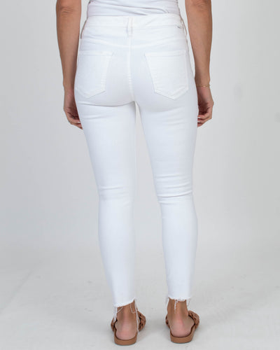 Mother Clothing Medium | US 28 White "High Waisted Looker Ankle Fray" Jeans