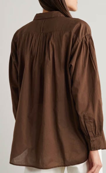 Nili Lotan Clothing Large "Miles Blouse in Walnut"