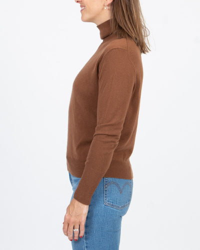 Nili Lotan Clothing Small "Ralphie" Cashmere Brown Turtleneck