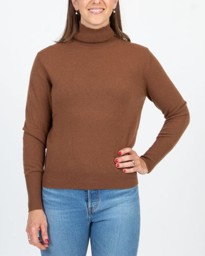 Nili Lotan Clothing Small "Ralphie" Cashmere Brown Turtleneck