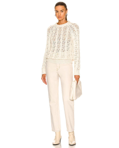 Nili Lotan Clothing XS Cable Stitch Sweater in Ivory