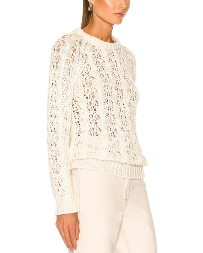 Nili Lotan Clothing XS Cable Stitch Sweater in Ivory