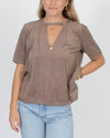 Olivaceous Clothing Small Faux Suede Cutout Top