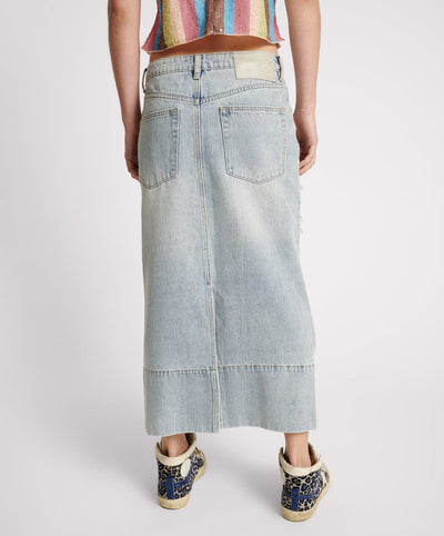 One Teaspoon Clothing Medium | US 29 Cassidy Mid Waist Long Denim Column Denim Skirt