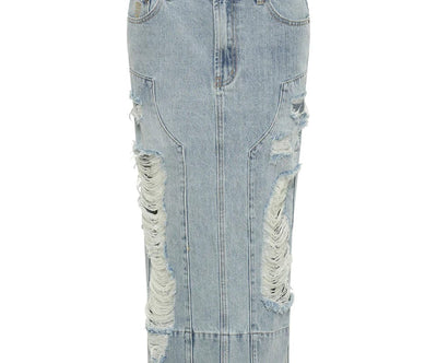 One Teaspoon Clothing Medium | US 29 Cassidy Mid Waist Long Denim Column Denim Skirt