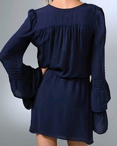 Parker Clothing Large Navy Tiered Sleeve Dress