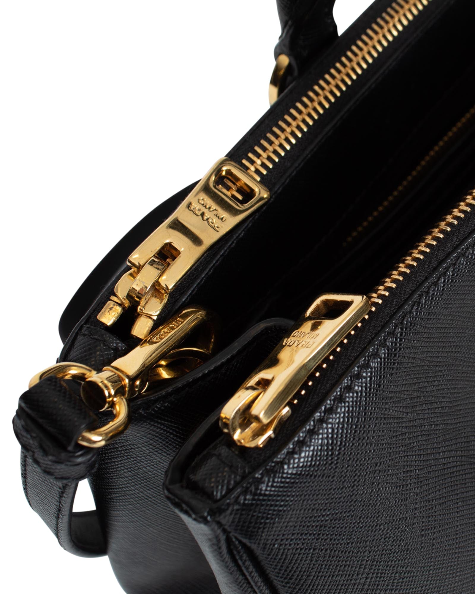 Prada Saffiano Lux Double-zip Crossbody Bag in Black