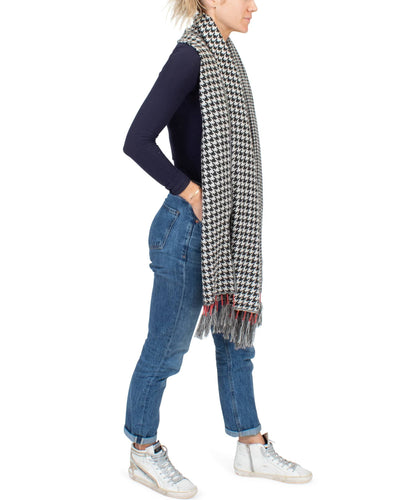 Rag & Bone Accessories One Size Houndstooth Scarf with Fringe Trim