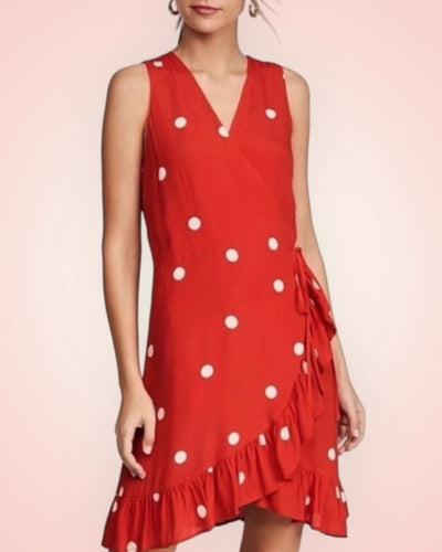 Rails Clothing Small "Madison" Scarlet Polka Dot Wrap Dress