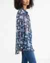 Raquel Allegra Clothing Medium Navy Ruffle Chiffon Blouse