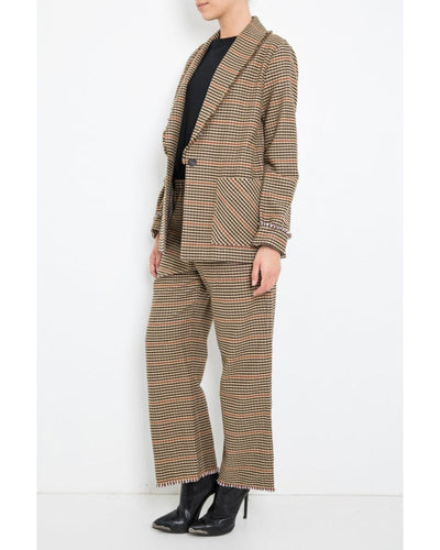 Raquel Allegra Clothing Small Cotton Plaid Shawl Blazer & Pant Set