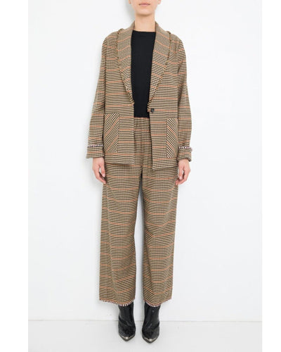 Raquel Allegra Clothing Small Cotton Plaid Shawl Blazer & Pant Set