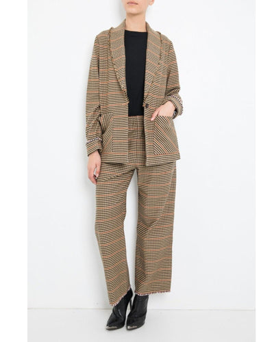 Raquel Allegra Clothing Small Cotton Plaid Shawl Blazer & Pant Set