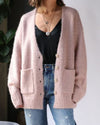 Raquel Allegra Clothing XS "Friendship Love Truth" cashmere blend slouchy cardigan in "Petal Pink"