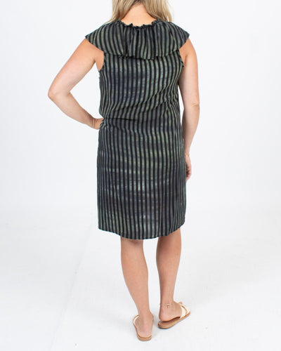 Raquel Allegra Clothing XS Green Striped Shift Dress