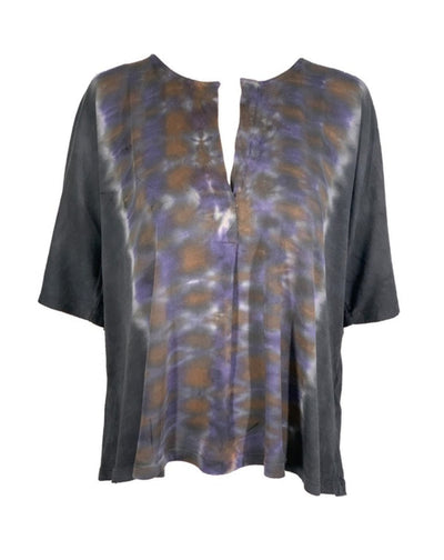 Raquel Allegra Clothing XS | US 0 Night Orchid Henley Tee