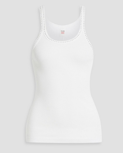 RE/DONE Clothing Small Crystal Embellished Ribbed Cotton-Jersey Tank