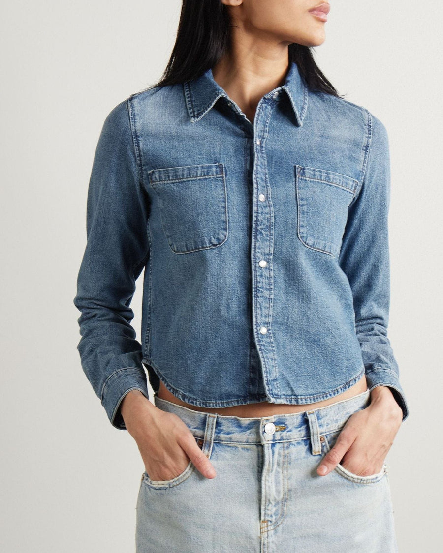 RE/DONE Clothing XS RE/DONE Cropped Denim Shirt