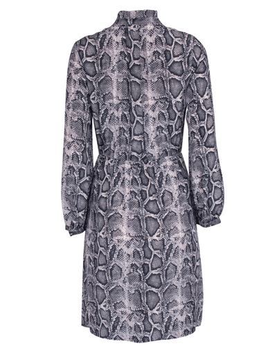 Rebecca Taylor Clothing Small | US 6 Grey Snakeskin Print Tied Silk Shirtdress