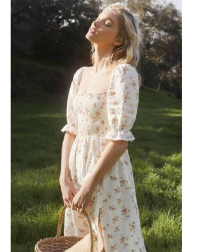 Reformation Clothing XL Elsa Hosk Floral Linen Casual Dress