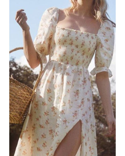 Reformation Clothing XL Elsa Hosk Floral Linen Casual Dress