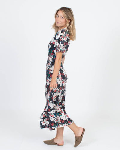 SALONI Clothing XS Floral Silk Maxi Dress